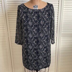 CLUB MONACO Women's Mini Dress Multicolor Sheer 3/4 sleeves Size 8